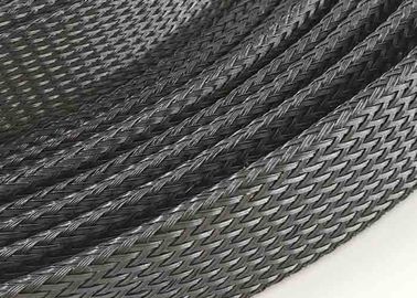 購入 カスタマイズされたPET拡張可能編組スリーブ、ブラックカラーフレキシブルケーブルスリーブ オンライン製造