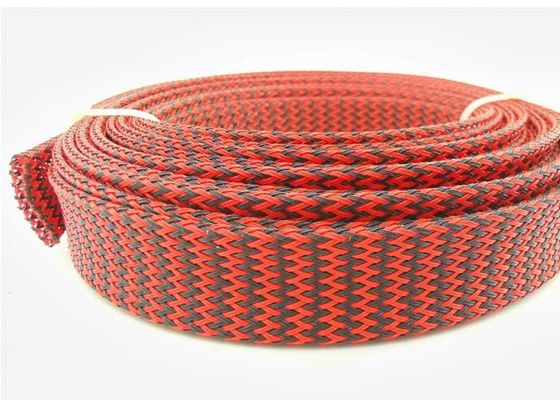 購入 赤く黒いペットは耐熱性ワイヤーをスリーブを付ける1mm 150mmの幅に編んだ オンライン製造