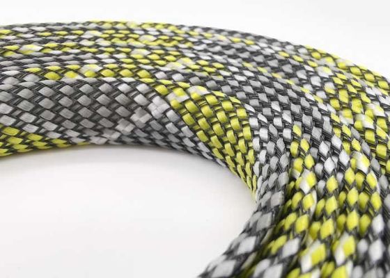 ペットPPは配線用ハーネス電気編まれたスリーブを付ける80mmの黄色く黒い色にまいはだを詰める